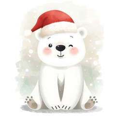 polar bear  santa claus isolated