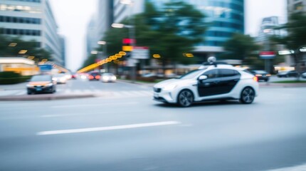 Autonomous Car City Street Drive.