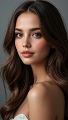 Fototapeta premium Beautiful brunette woman with long healthy hair