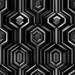 An intricate geometric pattern featuring symmetrical hexagonal shapes with a three-dimensional effect created by varying