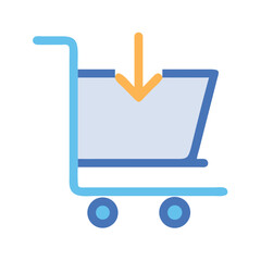 Shopping cart icon with arrow implying item placement