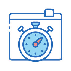 Calendar icon with stopwatch illustrating event countdown on deadline