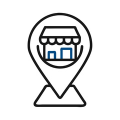 Store location pinpoint icon on black background illustration