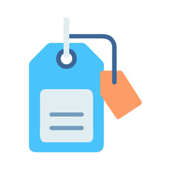 Vector image of a blue tag with orange label