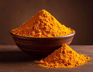 Pile of turmeric powder in a bowl