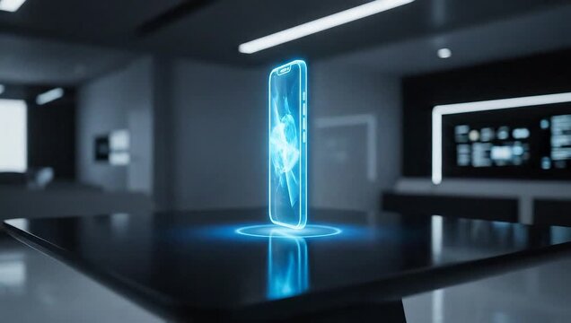 Futuristic Smartphone with Hologram Display
