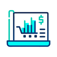 Online Shopping Business Growth Chart with Dollar Sign Icon