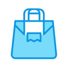 Light Blue Shopping Bag Icon Design on Black Background