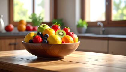 Healthy Summer Fruit Salad with Strawberries, Blueberries, Kiwi, and Mango