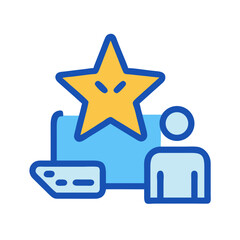 Abstract graphic design with star person and block shapes