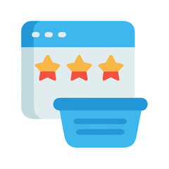 Website shopping cart with five stars rating concept