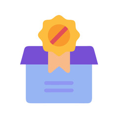 Vector illustration of package with award symbol over black