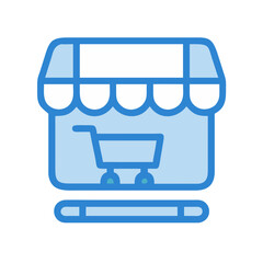 Simple store icon with shopping cart illustration graphic design