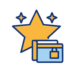 Secure digital wallet, online security, and star rewards concept