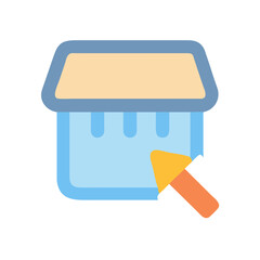 Online Store Illustration with Click Arrow on Black Background