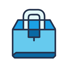 Stylized blue delivery package icon on black background illustration