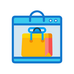 Online shopping bag icon concept on a dark background