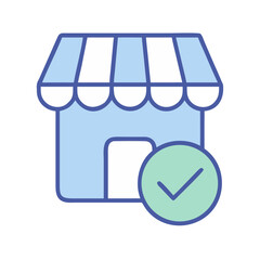 Online store approval icon, E-commerce, successful shop symbol