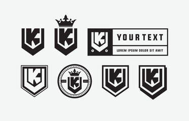 Elegant royal monogram VK or KV collection featuring crowns and stylized letter combinations for luxury branding and sophisticated design projects