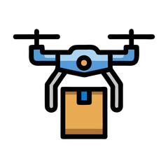 Delivery drone carrying a package in a minimalist style