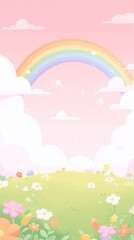 Obraz premium Rainbow and cloud art graphics outdoors.