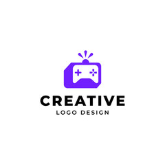 gaming monitor logo in flat vector design style