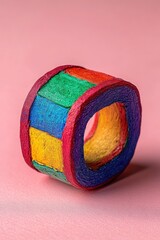 Colorful, rainbow-hued, sculpted ring
