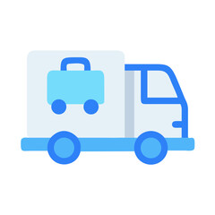 Stylized cartoon delivery truck with luggage on cargo hold