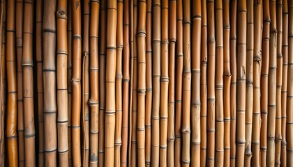A natural bamboo wall background neatly arranged.