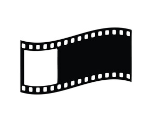 Abstract Wavy Film Strip Silhouette with Perforations on a White Background