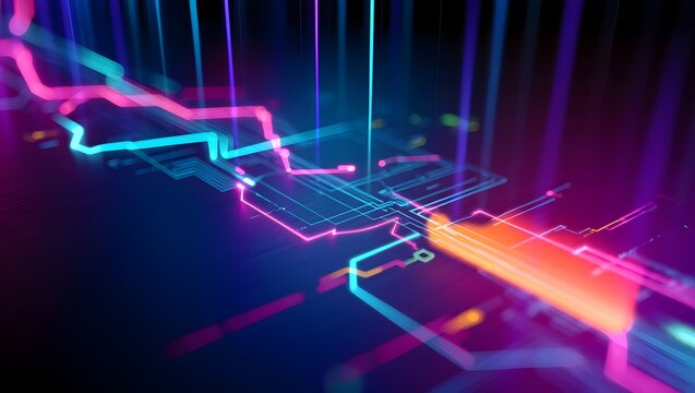 Neon Circuit Board Background