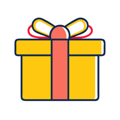 Stylized graphic of a yellow gift box with ribbon