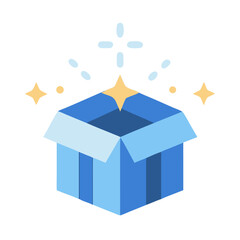 Open box with stars and sparkles icon illustration design
