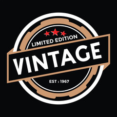 Vintage Limited Edition Logo Design with Stars and Established Date on Black