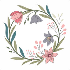 Hand drawn spring floral frame