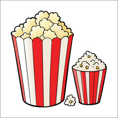 Bucket with pop corn icon isolated