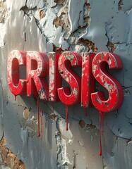 Red word CRISIS on a weathered wall
