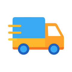 Stylized fast delivery truck icon for transport and logistics