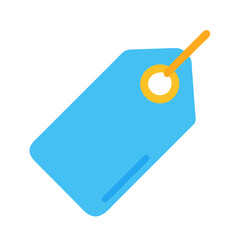 Simple blue price tag on black background, flat design