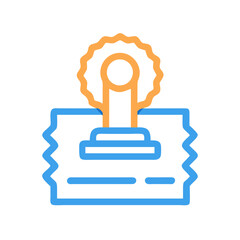 Stylized pizza cutter icon against black background, minimal design