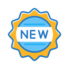 Blue and yellow vector new badge icon design