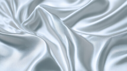 Obraz premium A close-up of luxurious silvery-white silk fabric draped in elegant soft folds creating a beautiful abstract background with its smooth lustrous texture and gentle waves of light and shadow
