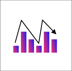 Growth chart illustration showing financial success with an upward arrow icon for market progress concept