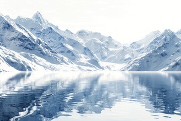 Serene snowy mountain lake reflection