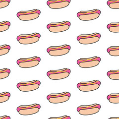 Seamless Hot Dog Doodle Pattern