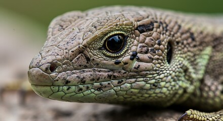 Fototapeta premium Close up of reptile head showing detailed texture and eye