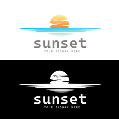 Summer beach logo vector template illustration design