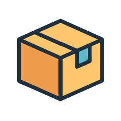 Isometric cardboard box illustration isolated on black background design