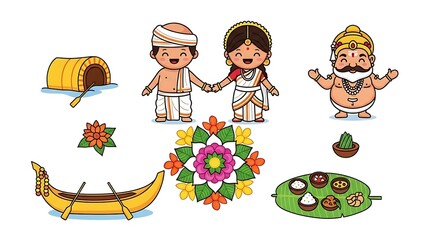 Fototapeta premium Celebrating a Festive Harvest with Cartoon Characters