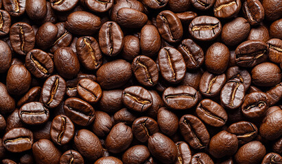 Fototapeta premium Roasted coffee bean offers an inviting aroma and sense of comfort, promising delightful experience with its rich and warm appearance